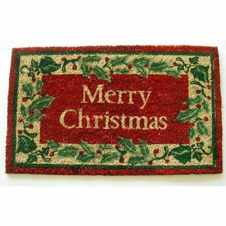 DARE2DECOR 18 x 30 in. PVC Backed Printed Holiday Red Bordered Coco Mat DA3495008
